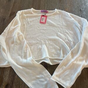Edikted White Crop Knit Sweater